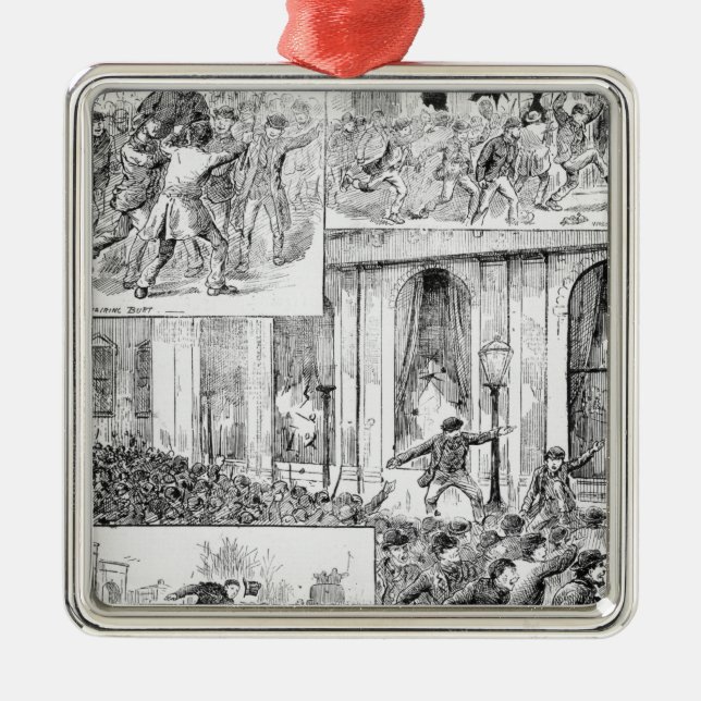 Great Riots in London Metal Tree Decoration (Front)