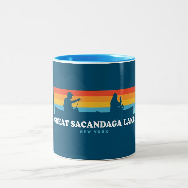 Great Sacandaga Lake New York Canoe Two-Tone Coffee Mug (Center)