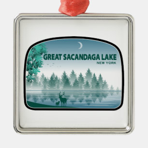 Great Sacandaga Lake New York Deer Metal Ornament