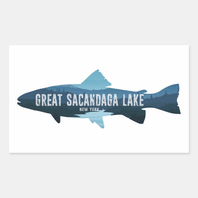 Great Sacandaga Lake New York Fish Rectangular Sticker (Front)