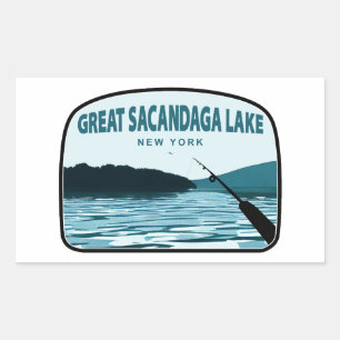 Great Sacandaga Lake New York Fishing Rod Rectangular Sticker