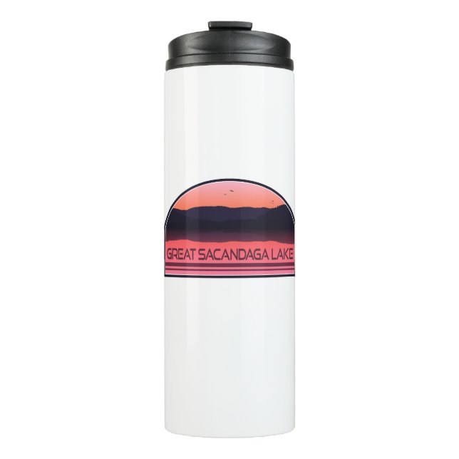 Great Sacandaga Lake New York Red Sunrise Thermal Tumbler (Front)