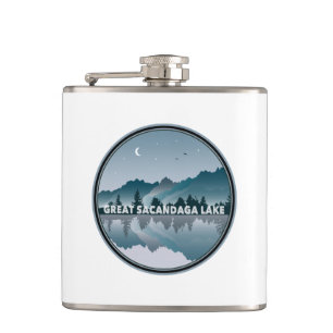 Great Sacandaga Lake New York Reflection Hip Flask