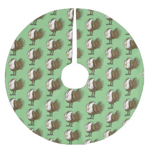 Great sage grouse bird cartoon illustration brushed polyester tree skirt