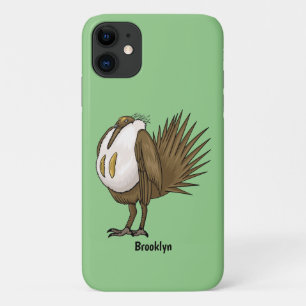 Great sage grouse bird cartoon illustration iPhone 11 case