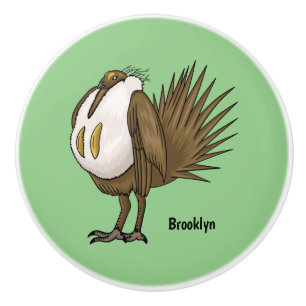 Great sage grouse bird cartoon illustration  ceramic knob