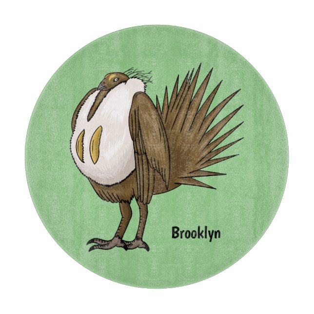 Great sage grouse bird cartoon illustration cutting board (Front)