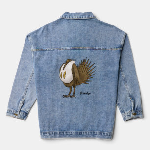 Great sage grouse bird cartoon illustration denim jacket