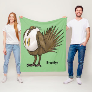 Great sage grouse bird cartoon illustration fleece blanket