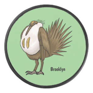 Great sage grouse bird cartoon illustration hockey puck
