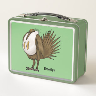 Great sage grouse bird cartoon illustration metal lunch box
