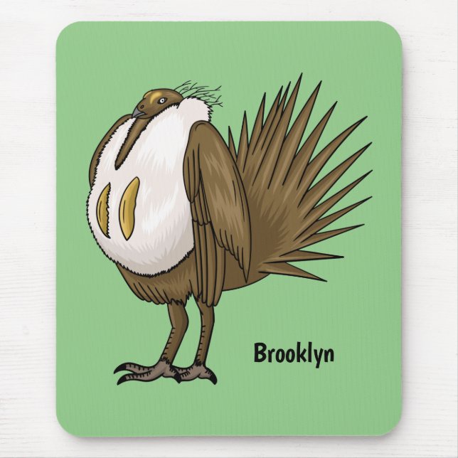 Great sage grouse bird cartoon illustration mouse pad (Front)