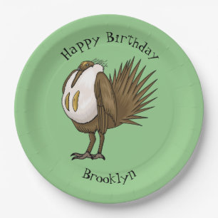 Great sage grouse bird cartoon illustration  paper plate