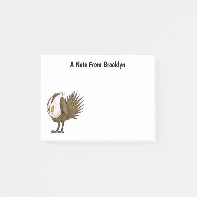Great sage grouse bird cartoon illustration  post-it notes (Front)
