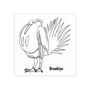 Great sage grouse bird cartoon illustration rubber stamp