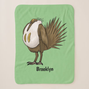Great sage grouse bird cartoon illustration sherpa blanket