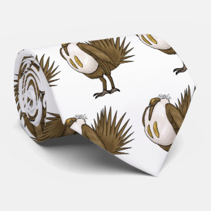 Great sage grouse bird cartoon illustration  tie
