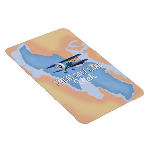Great Salk Lake Utah map Travel poster. Magnet