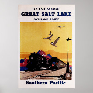GREAT SALT LAKE Southern Pacific Old Rail Poster