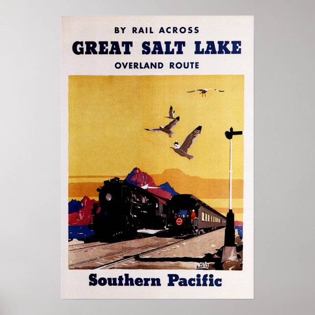 GREAT SALT LAKE Southern Pacific Old Rail Poster (Front)