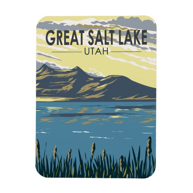 Great Salt Lake Utah Travel Art Vintage Magnet (Vertical)