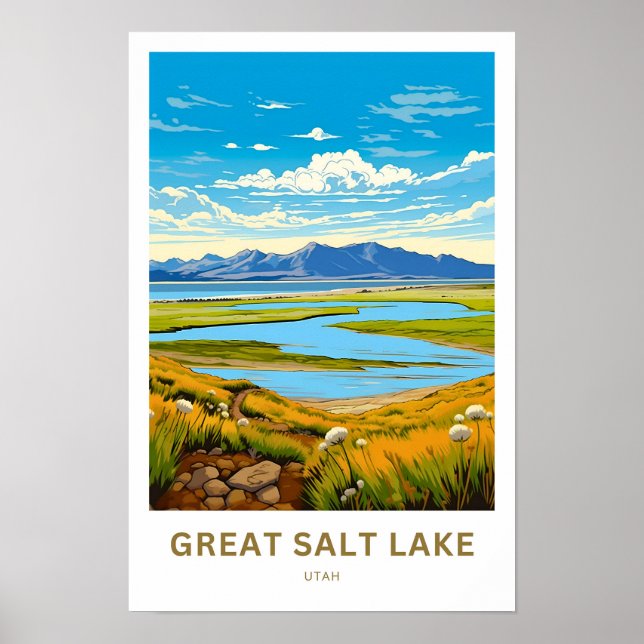 Great Salt Lake Utah Travel Print (Front)