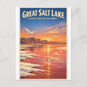 Great Salt Lake, Utah, USA, in a classic Postcard