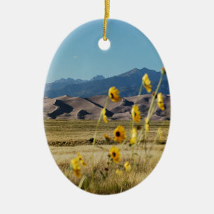 Great Sand Dunes and Flowers Ceramic Ornament