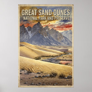 Great Sand Dunes National Park and Preserve Retro Poster