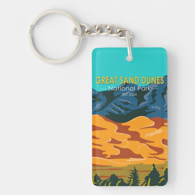 Great Sand Dunes National Park Colorado Vintage Key Ring (Front)