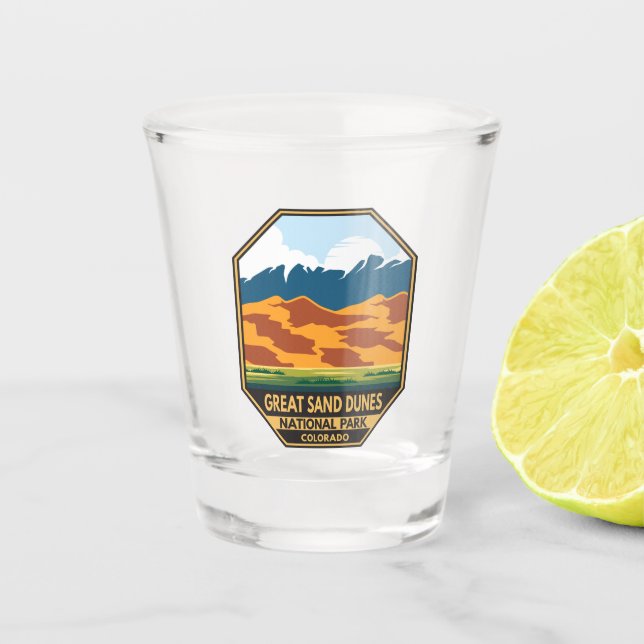Great Sand Dunes National Park Colourful Emblem Shot Glass (Front)
