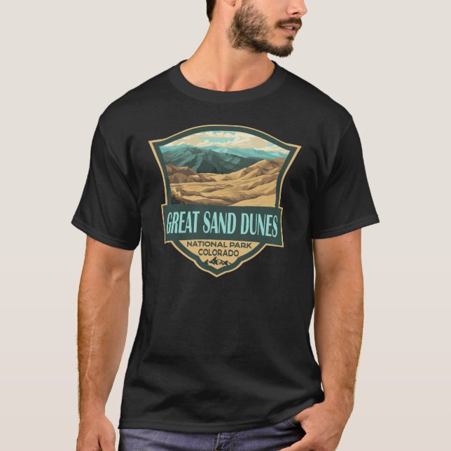 Great Sand Dunes National Park Illustration Retro T-Shirt (Front)