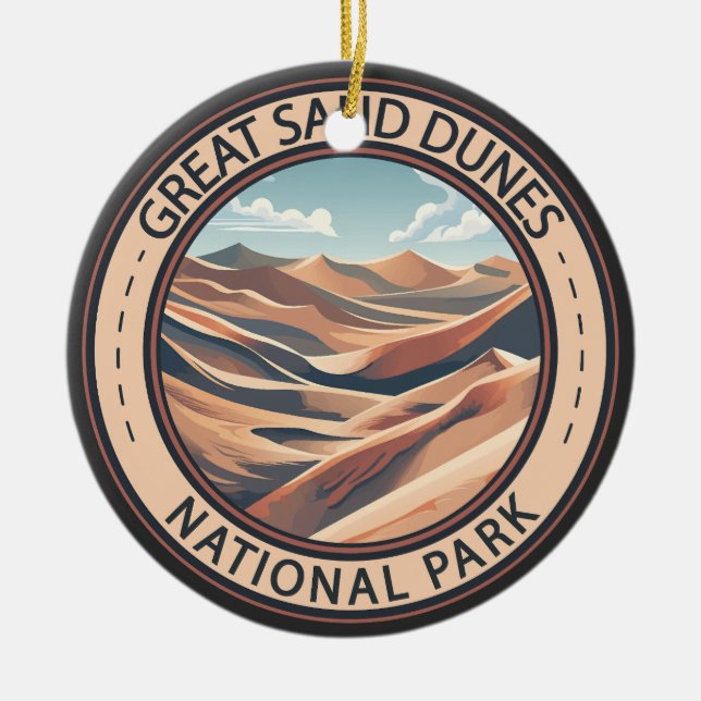 Great Sand Dunes National Park Illustration Travel Ceramic Ornament (Front)