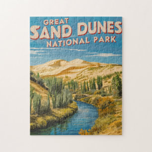 Great Sand Dunes National Park Retro Travel Art Jigsaw Puzzle
