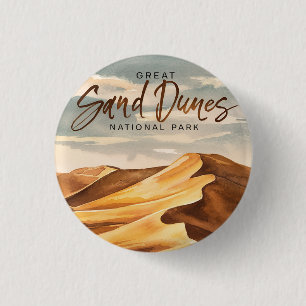 Great Sand Dunes National Park Watercolor Art 3 Cm Round Badge