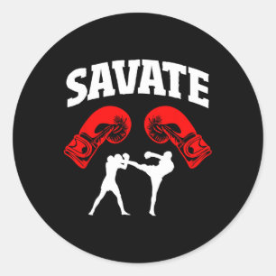Great Savate Boxing Design Kick Mma Kickboxing  Classic Round Sticker