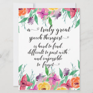 Great school speech therapist thank you gift SLP Card