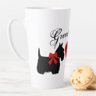 "Great Scott !",Scottish Terrier/red love heart Latte Mug