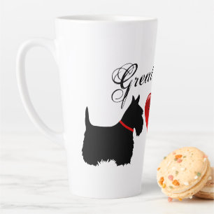"Great Scott !",Scottish Terrier/red love heart Latte Mug