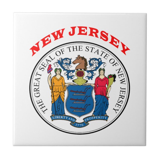 Great Seal Of  State New Jersey Ceramic Tile (Front)