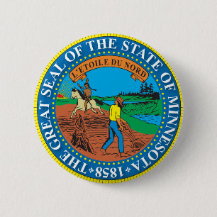 Great seal of the state of Minnesota 6 Cm Round Badge