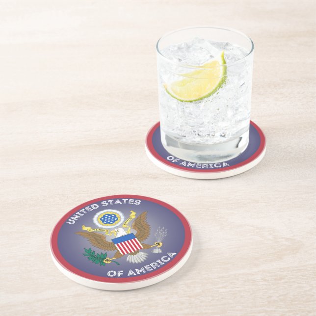 Great Seal of United States Circle Shape Coaster (Side)