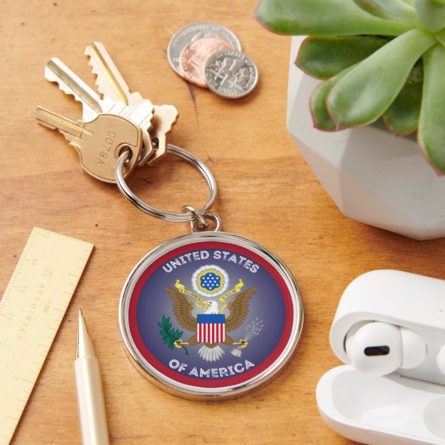Great Seal of United States Circle Shape Key Ring (Desk)