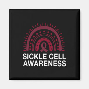 Great Sickle Cell Awareness Boho Rainbow Burgundy Magnet