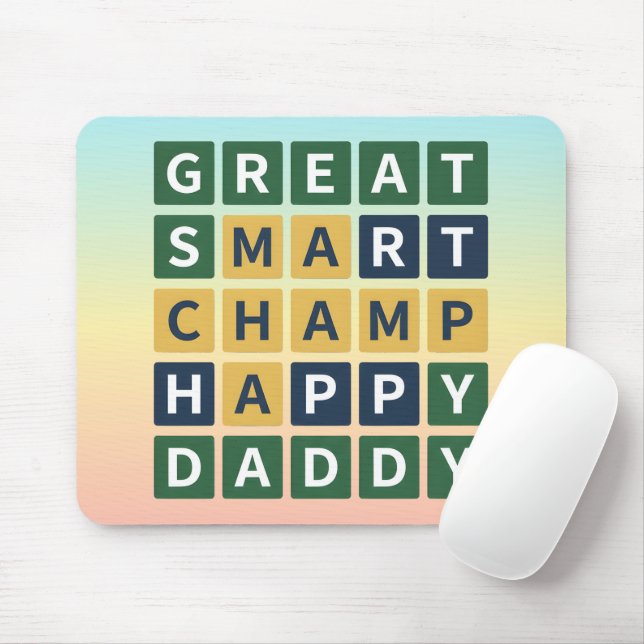 GREAT SMART CHAMP HAPPY DADDY Wordle Style Dad Mouse Pad (With Mouse)