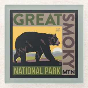 Great Smoky Mountain National Park  Bear Glass Coaster