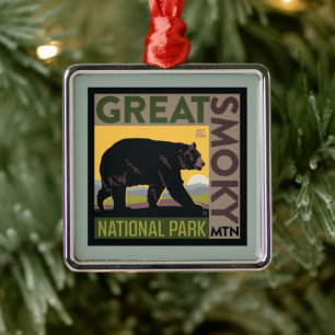 Great Smoky Mountain National Park  Bear Metal Ornament