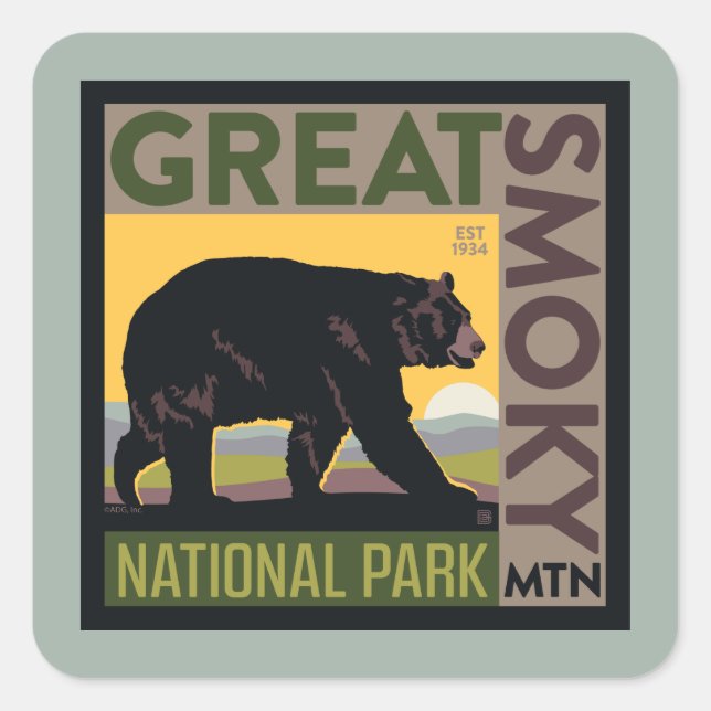 Great Smoky Mountain National Park| Bear Square Sticker (Front)