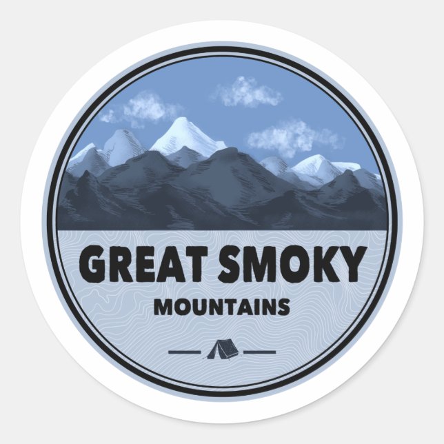 Great Smoky Mountains Camping Classic Round Sticker (Front)