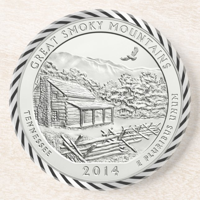 GREAT SMOKY MOUNTAINS COIN  COASTER (Front)